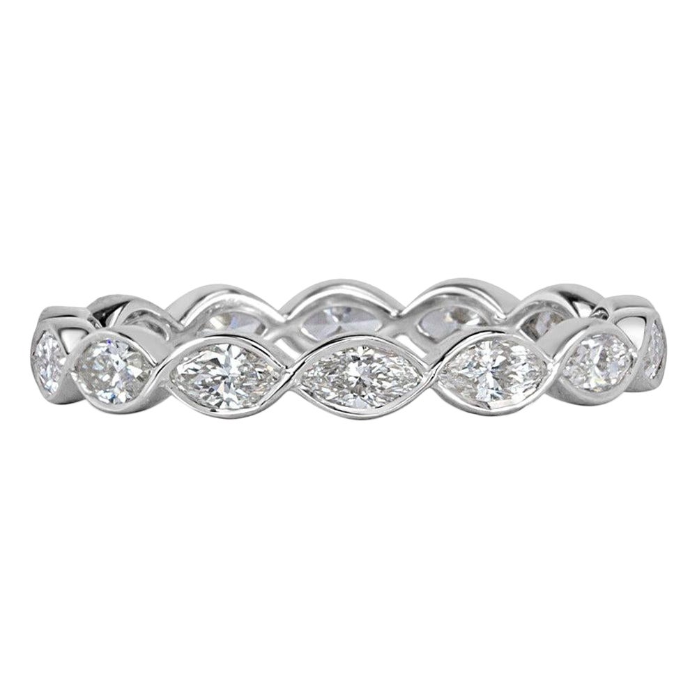1.05ct Marquise Cut Diamond Bezel Set Eternity Band in 18k White Gold