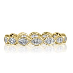 1.05ct Marquise Cut Diamond Bezel Set Eternity Band in 18k Yellow Gold