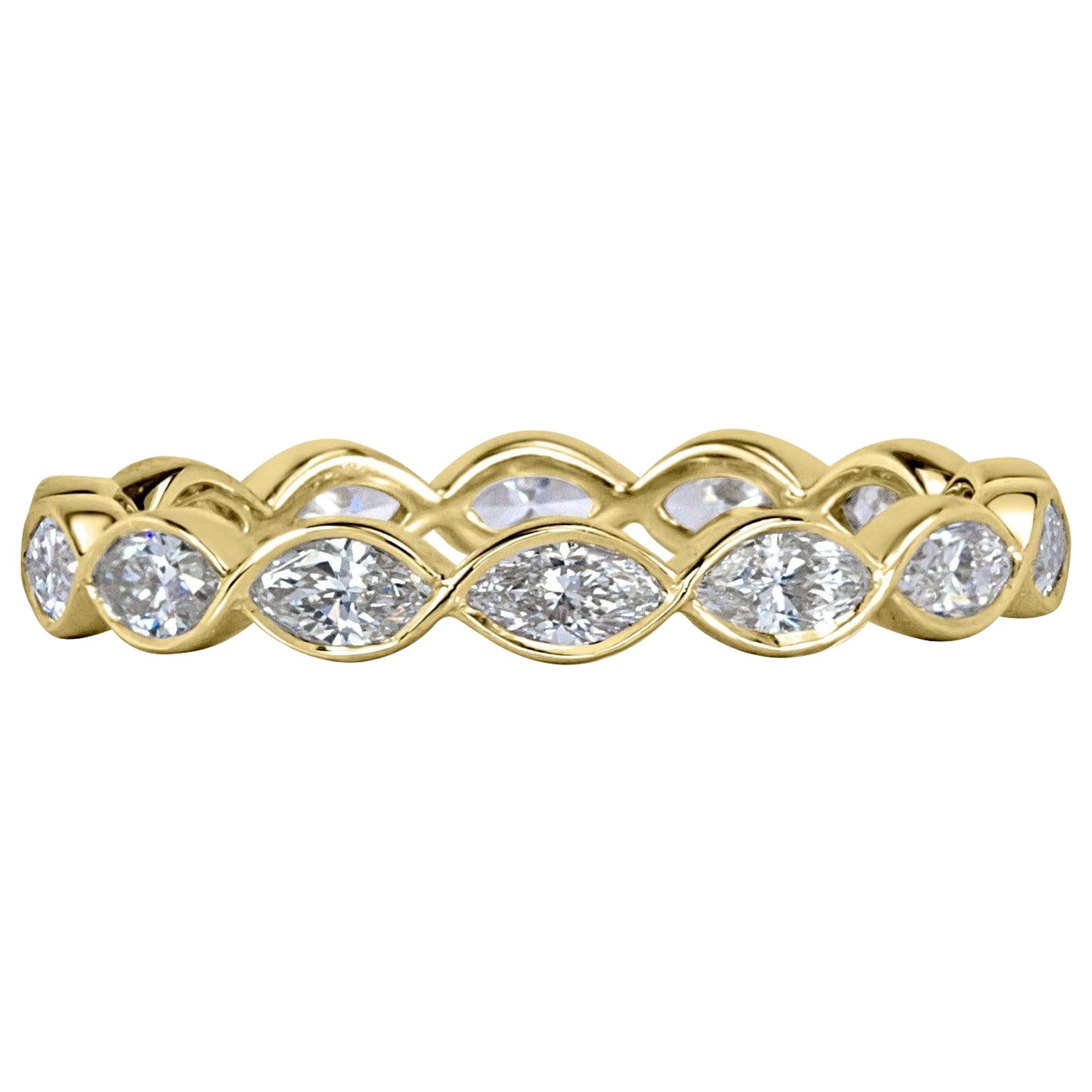 1.05ct Marquise Cut Diamond Bezel Set Eternity Band in 18k Yellow Gold