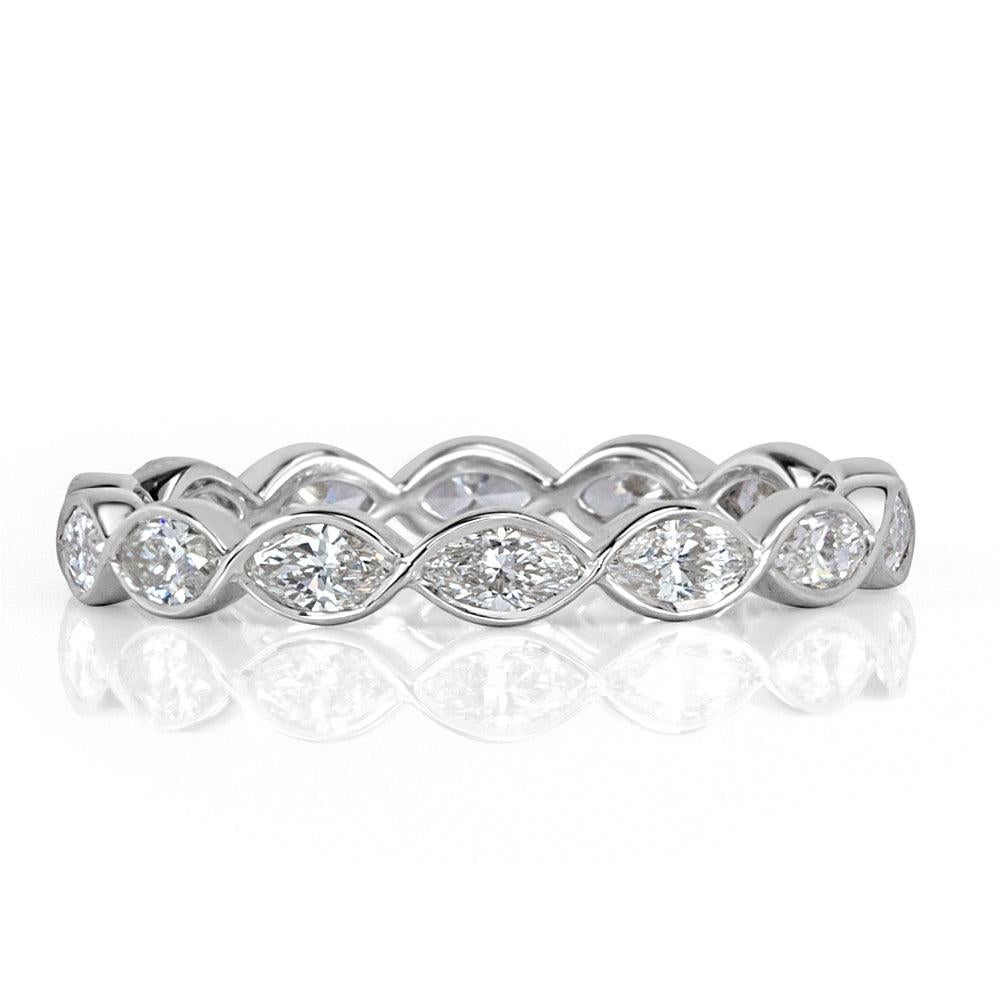 1.05ct Marquise Cut Diamond Bezel Set Eternity Band in Platinum For Sale