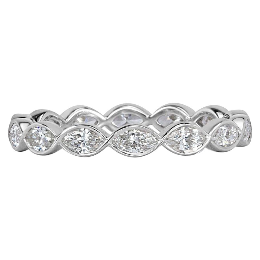 1.05ct Marquise Cut Diamond Bezel Set Eternity Band in Platinum
