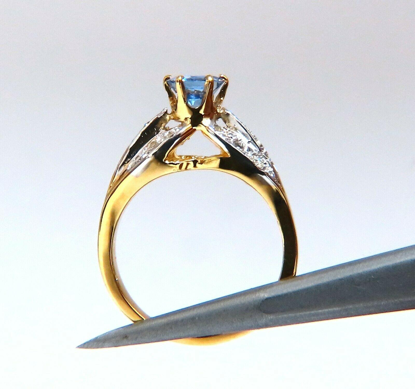 1.05ct Natural Blue Sapphire Raised Solitaire Ring 14k In New Condition For Sale In New York, NY