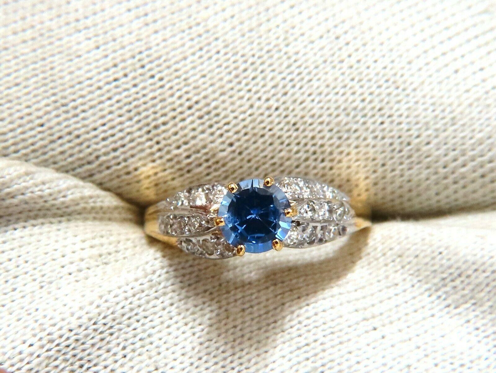 Women's or Men's 1.05ct Natural Blue Sapphire Raised Solitaire Ring 14k For Sale