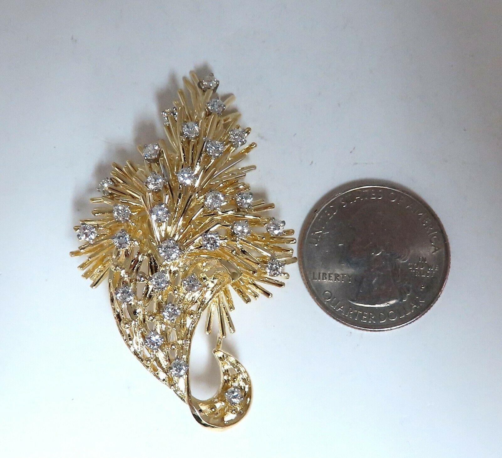 Women's or Men's 1.05 Carat Natural Diamonds Brooch Pin 18 Karat