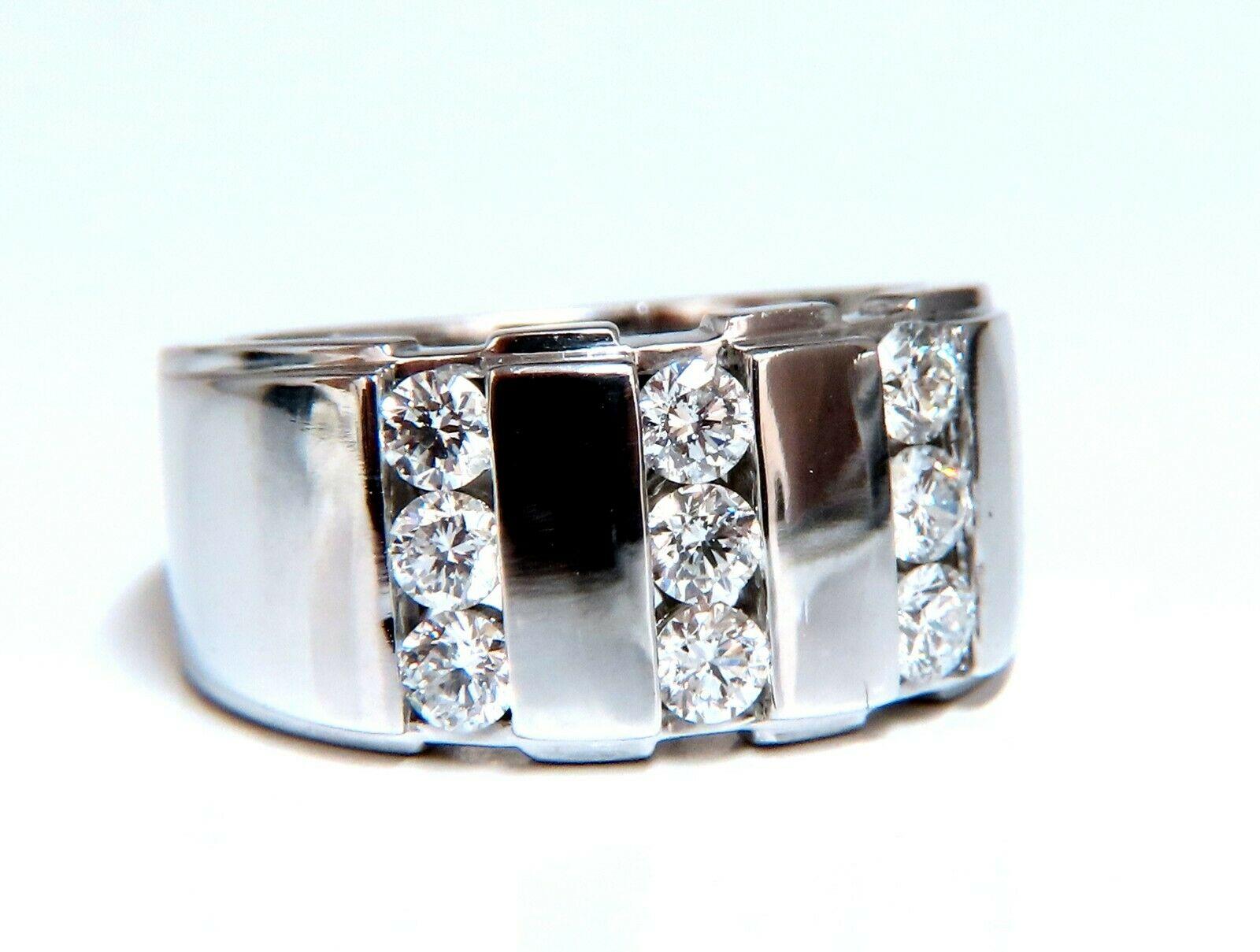 1.05ct Natural Round cut Diamonds mens band 14kt Channel (9) Comfort Fit In New Condition For Sale In New York, NY
