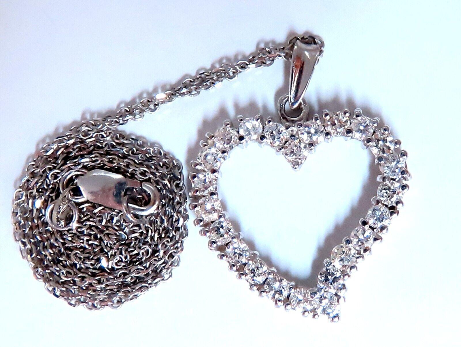 Uncut 1.05ct Open Heart Natural Diamonds Necklace 14 Karat For Sale