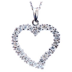 1.05ct Open Heart Natural Diamonds Necklace 14 Karat*