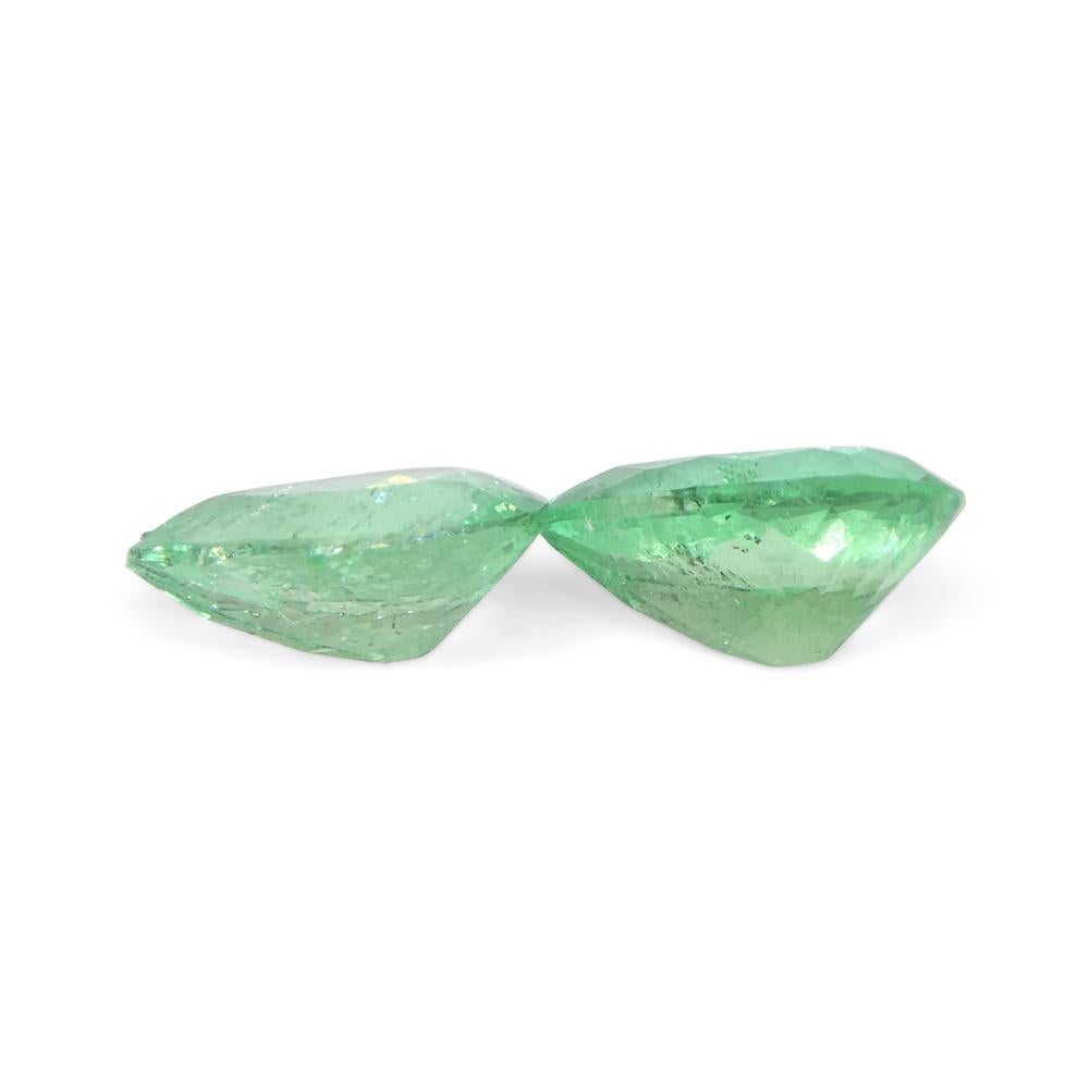 1.05ct Pair Pear Green Emerald from Colombia For Sale 4