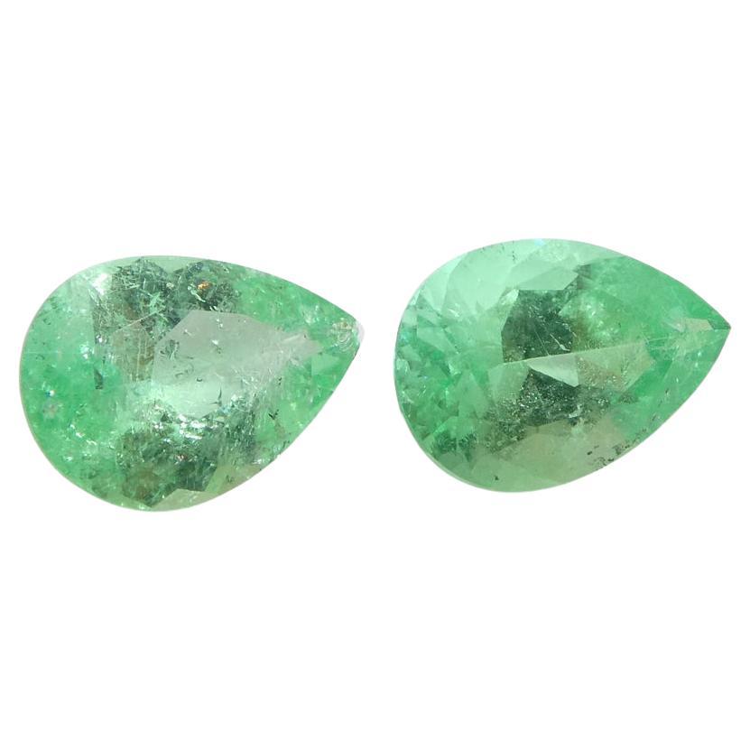 Par de 1.05 ct Esmeralda verde pera de Colombia