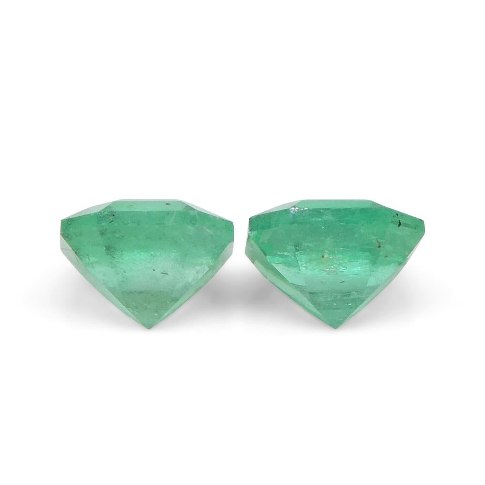 1.05ct Pair Square Green Emerald from Colombia For Sale 5