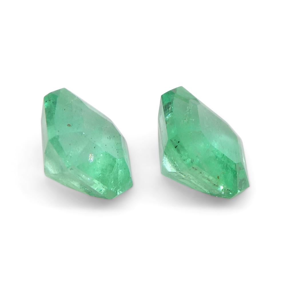 1.05ct Pair Square Green Emerald from Colombia For Sale 6
