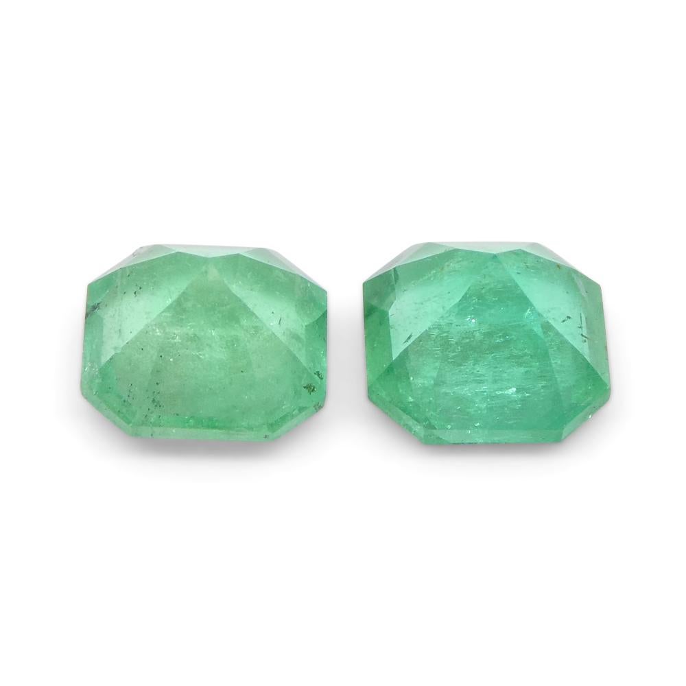 1.05ct Pair Square Green Emerald from Colombia In New Condition For Sale In Toronto, Ontario