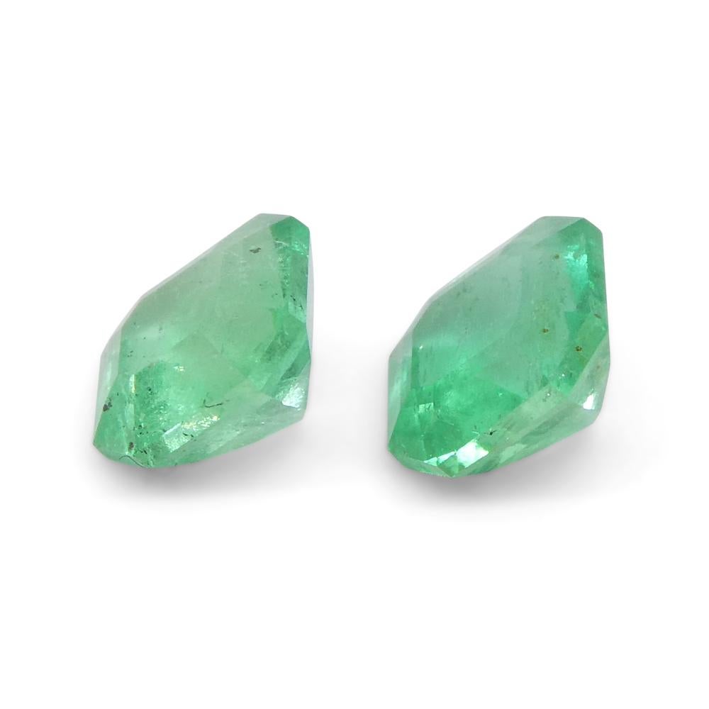 1.05ct Pair Square Green Emerald from Colombia For Sale 4