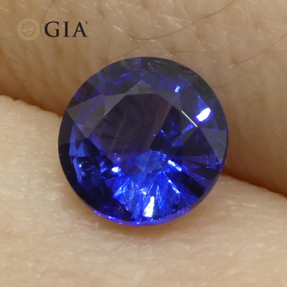 Saphir bleu rond de 1.05 carat certifié GIA, Sri Lanka   en vente 3
