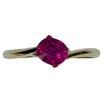 1.05ct Ruby Burma Solitaire Engagement Ring 18ct Yellow Gold For Sale