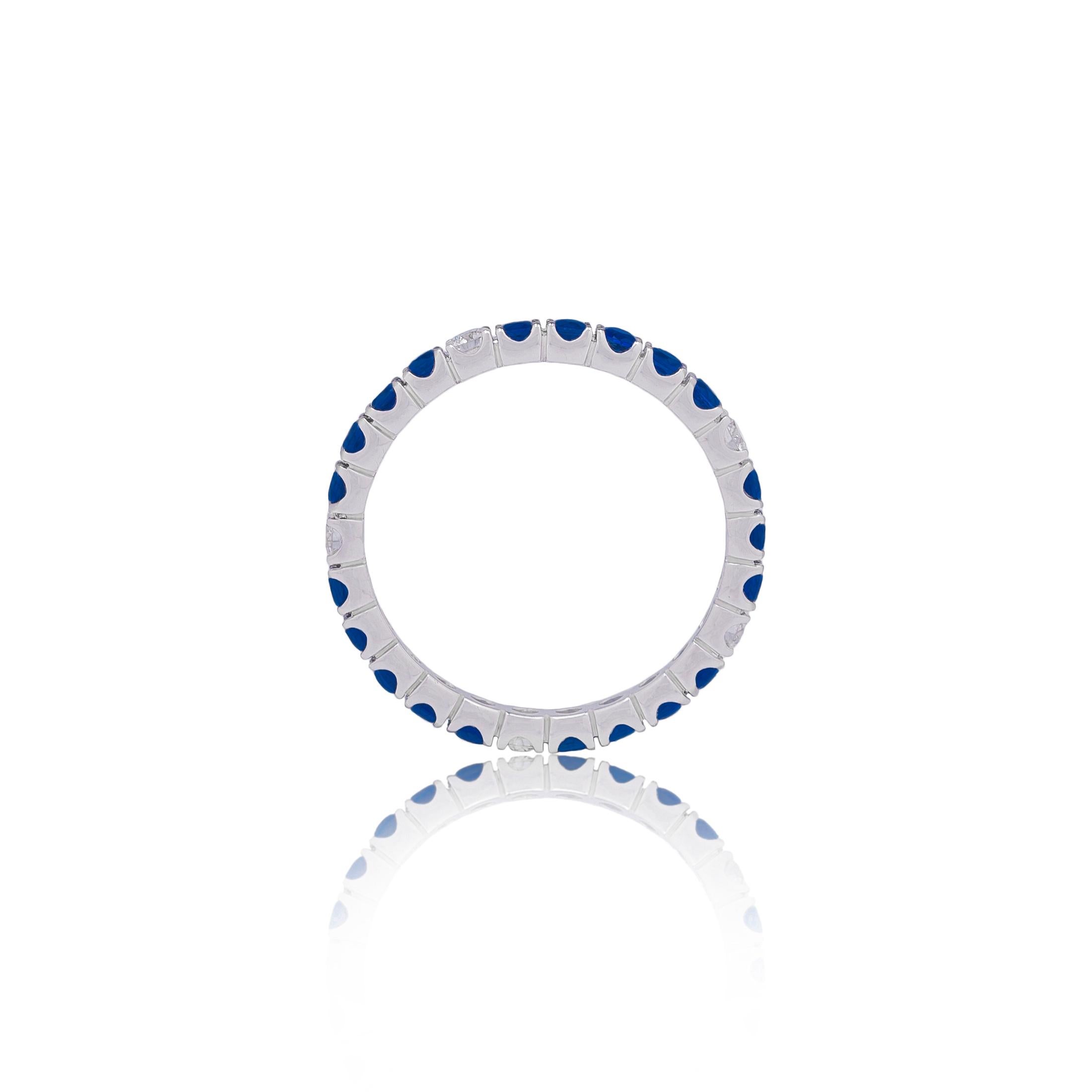 For Sale:  1.05ct Sapphire and Diamond White Gold Eternity Band 2