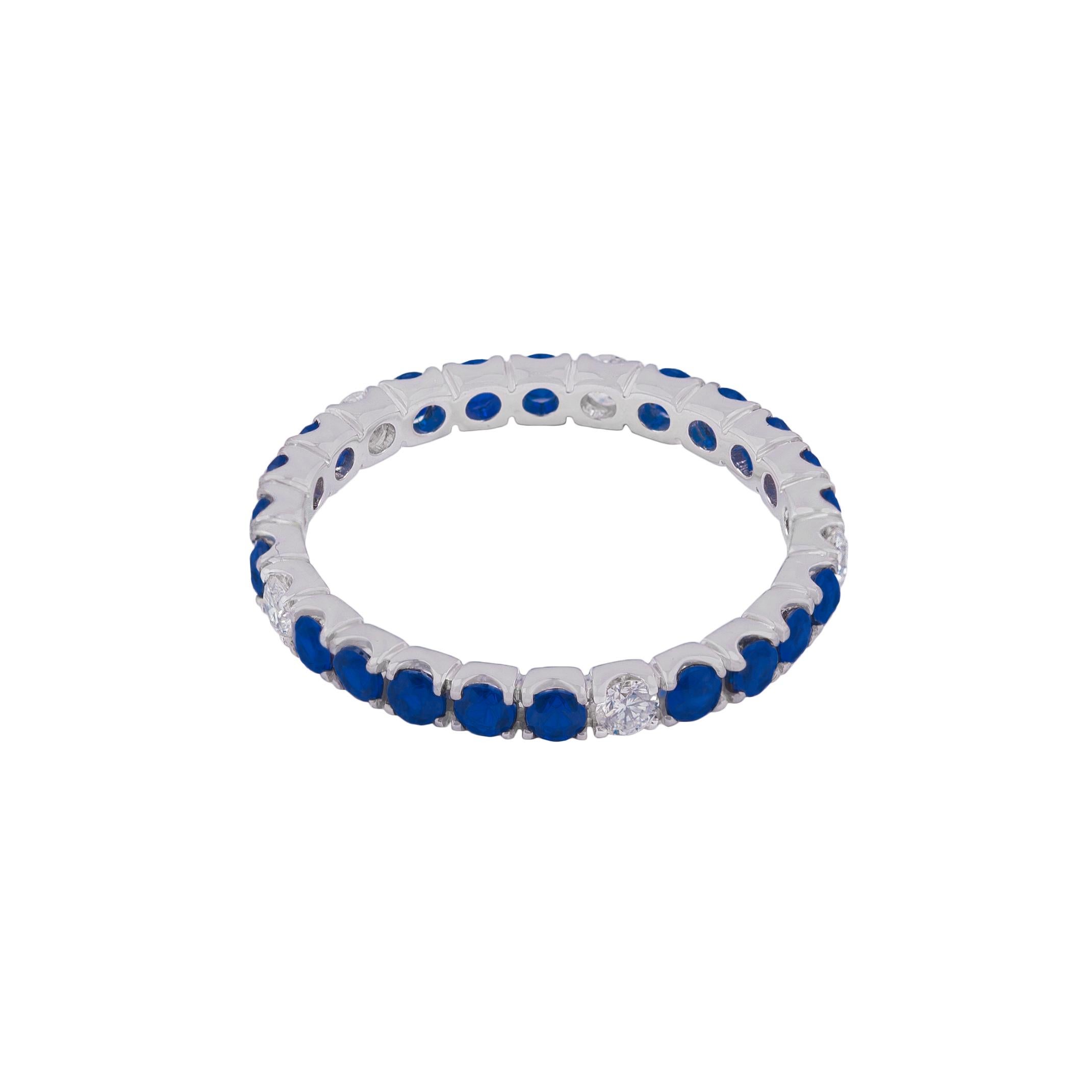 For Sale:  1.05ct Sapphire and Diamond White Gold Eternity Band 3