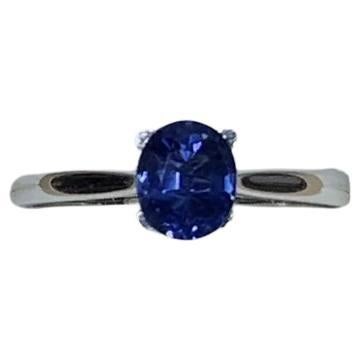 1.05ct Sapphire Royal Blue Solitaire Engagement Ring In 18ct White Gold For Sale