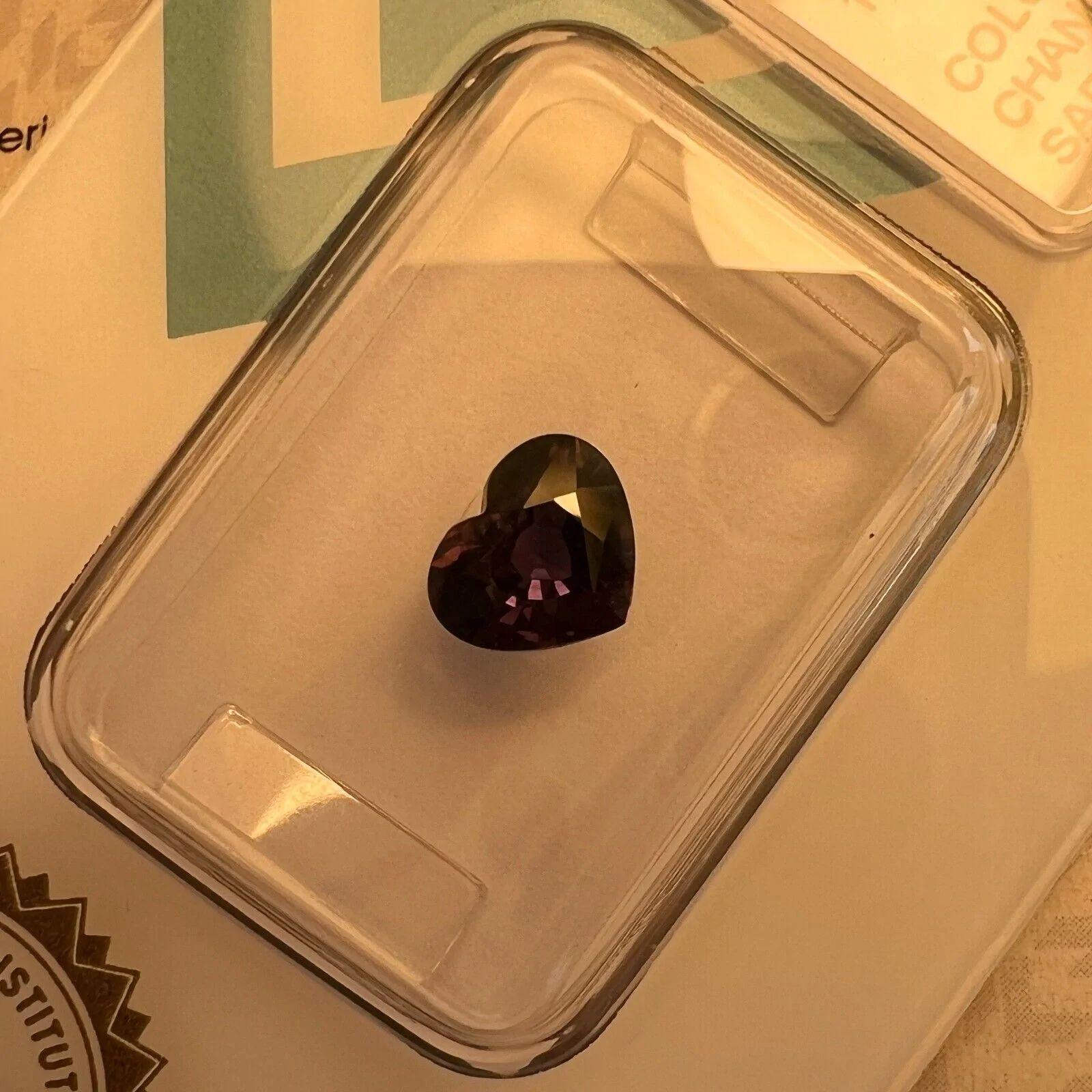 1.05ct Unheated Colour Change Heart Cut Sapphire Deep Purple Blue IGI Certified

Rare Untreated Colour Change Sapphire Gemstone.
1.05 Carat unheated sapphire with a rare colour change effect. Changing colour depending on the light its viewed in.