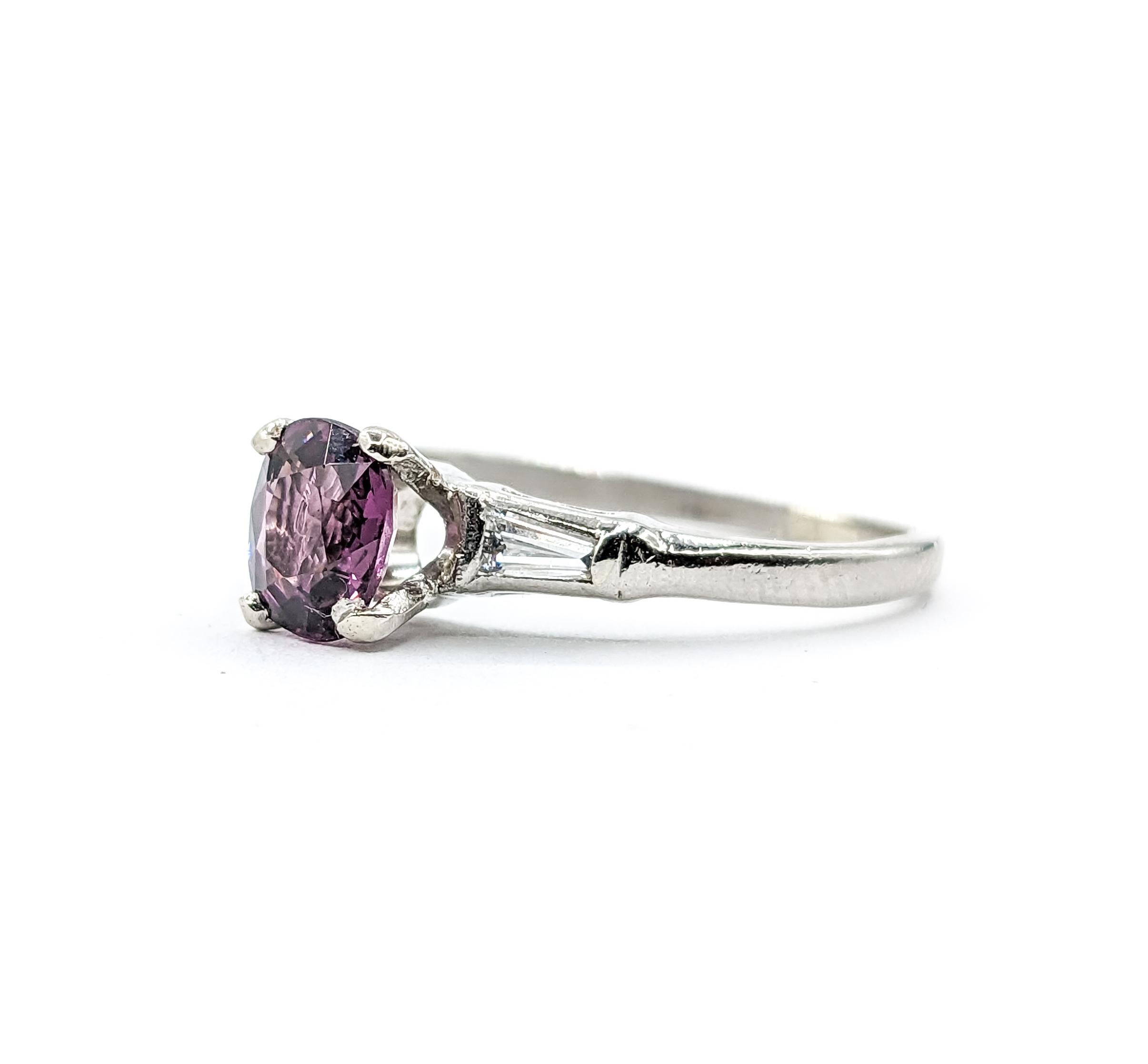 1.05ct Violet Spinel & Diamond Ring In White Gold For Sale 4