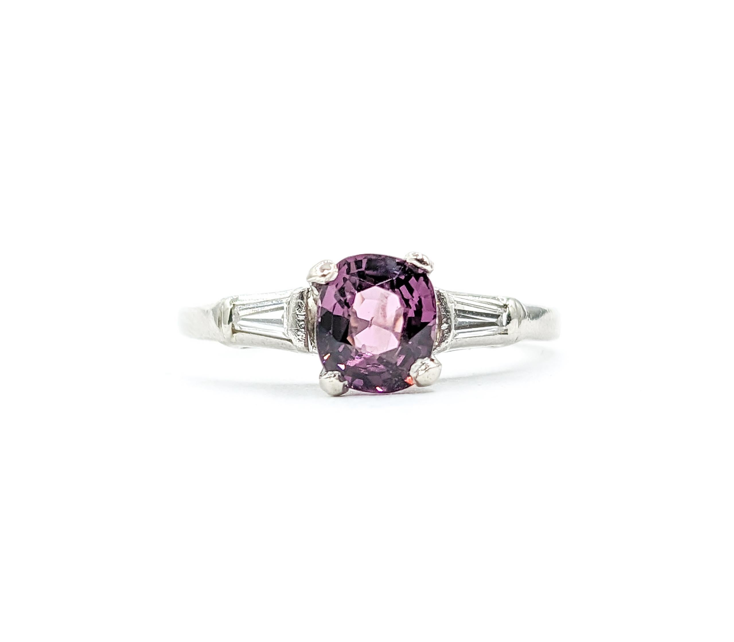 1.05ct Violet Spinel & Diamond Ring In White Gold For Sale 5