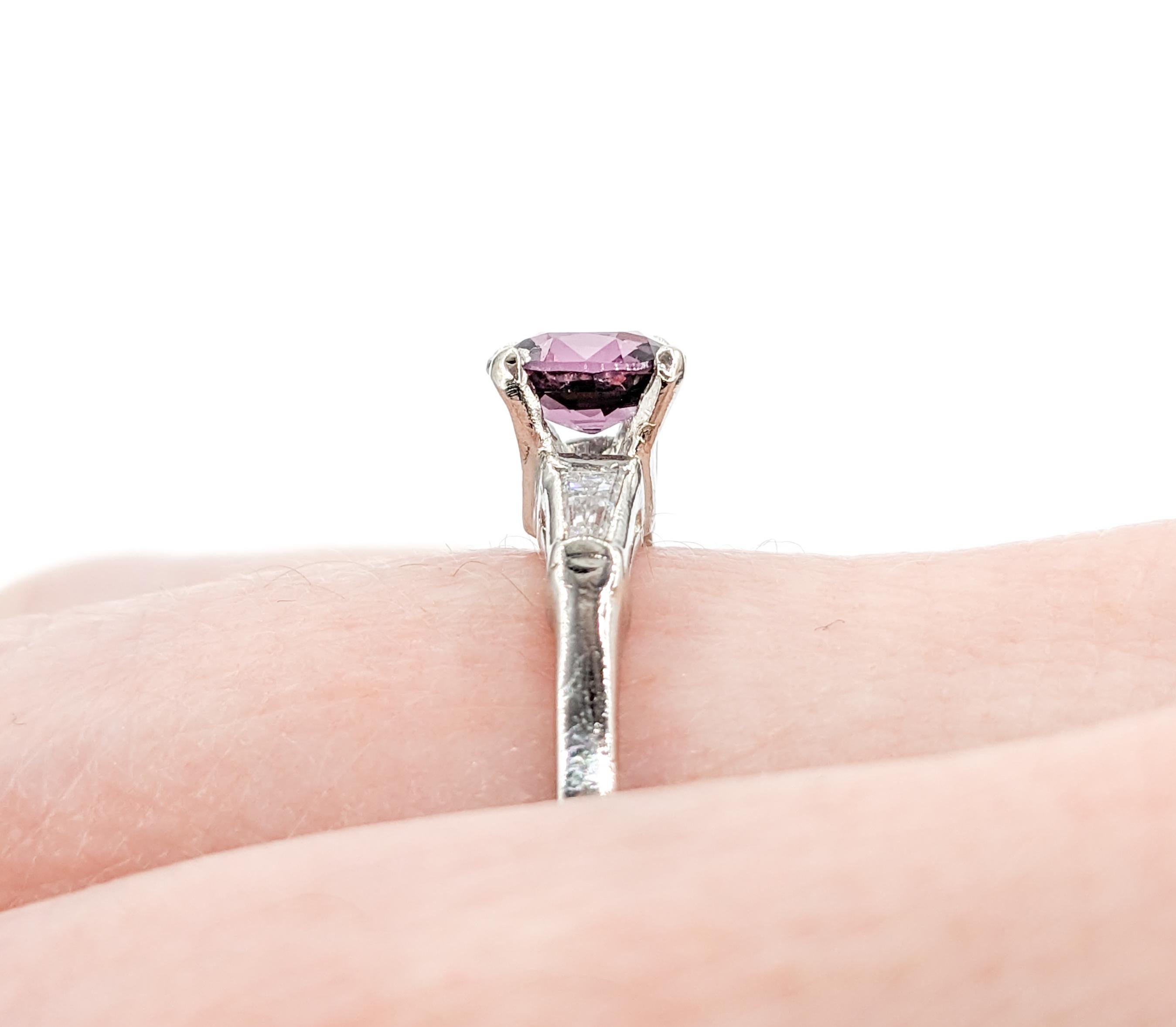 Modern 1.05ct Violet Spinel & Diamond Ring In White Gold For Sale
