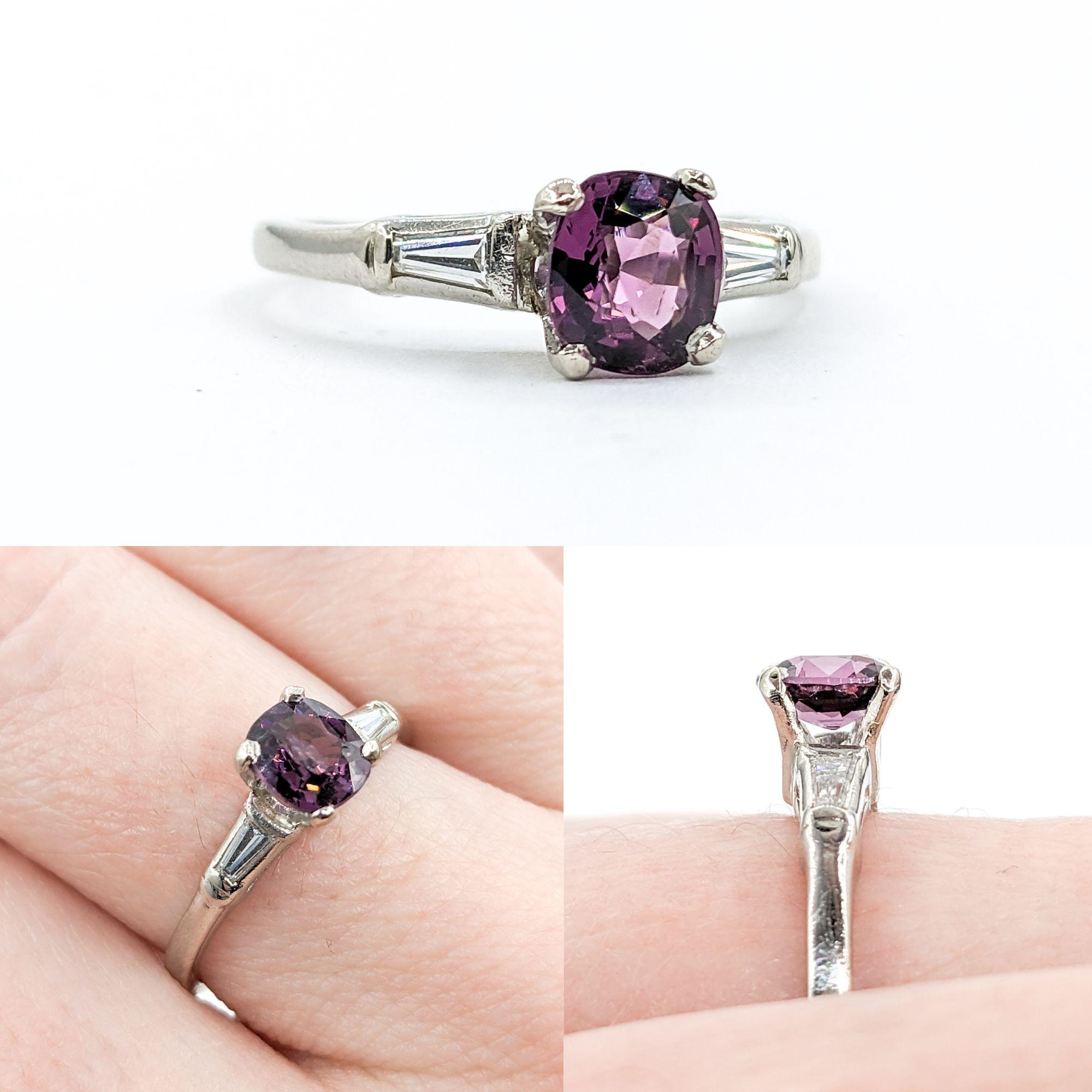 1.05ct Violet Spinel & Diamond Ring In White Gold In Excellent Condition For Sale In Bloomington, MN