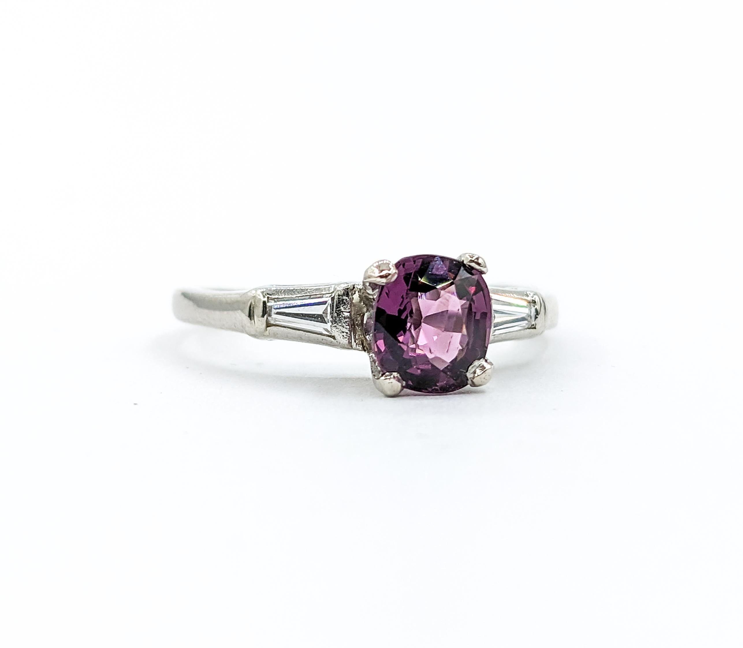 Women's 1.05ct Violet Spinel & Diamond Ring In White Gold For Sale