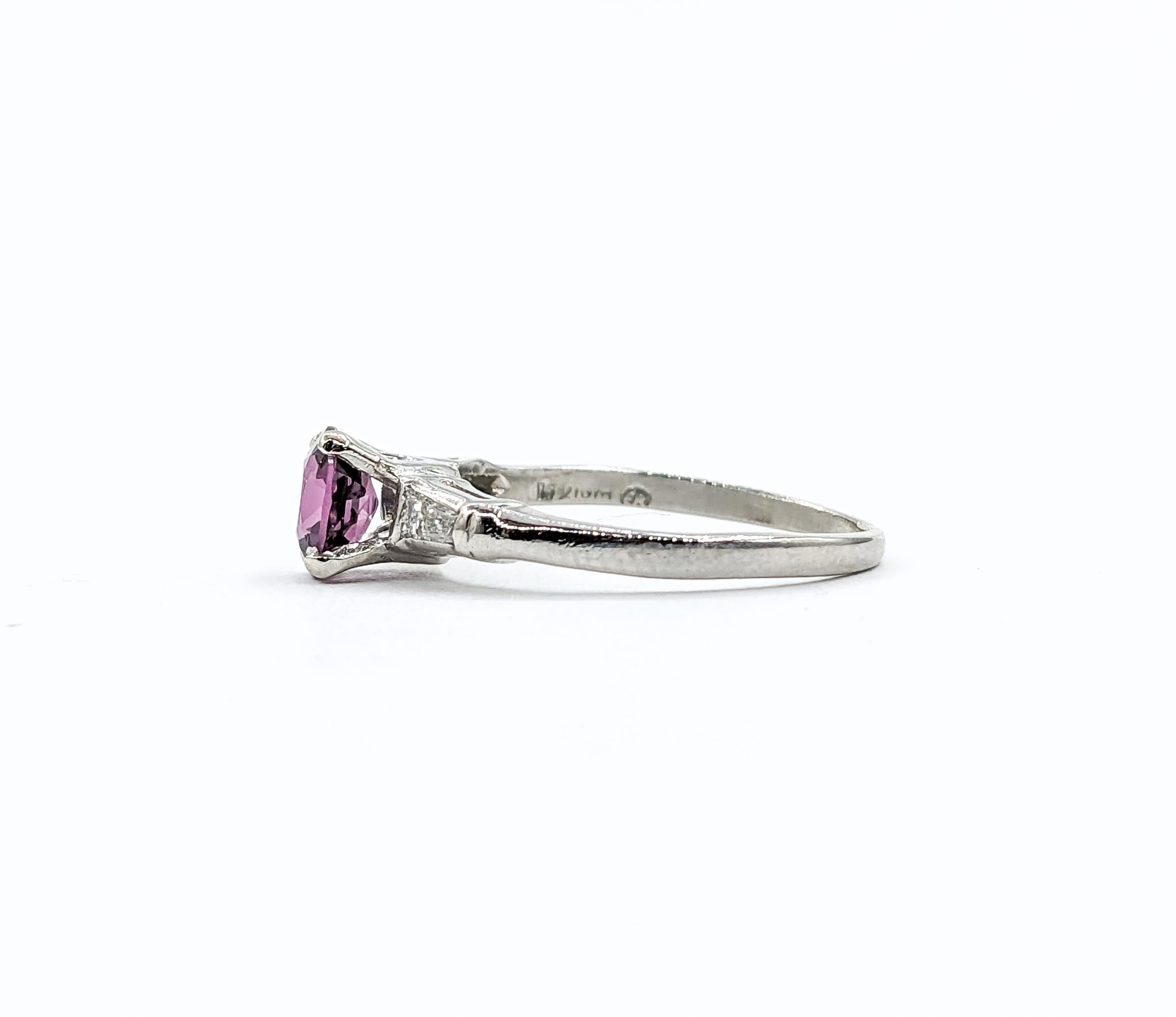 1.05ct Violet Spinel & Diamond Ring In White Gold For Sale 2