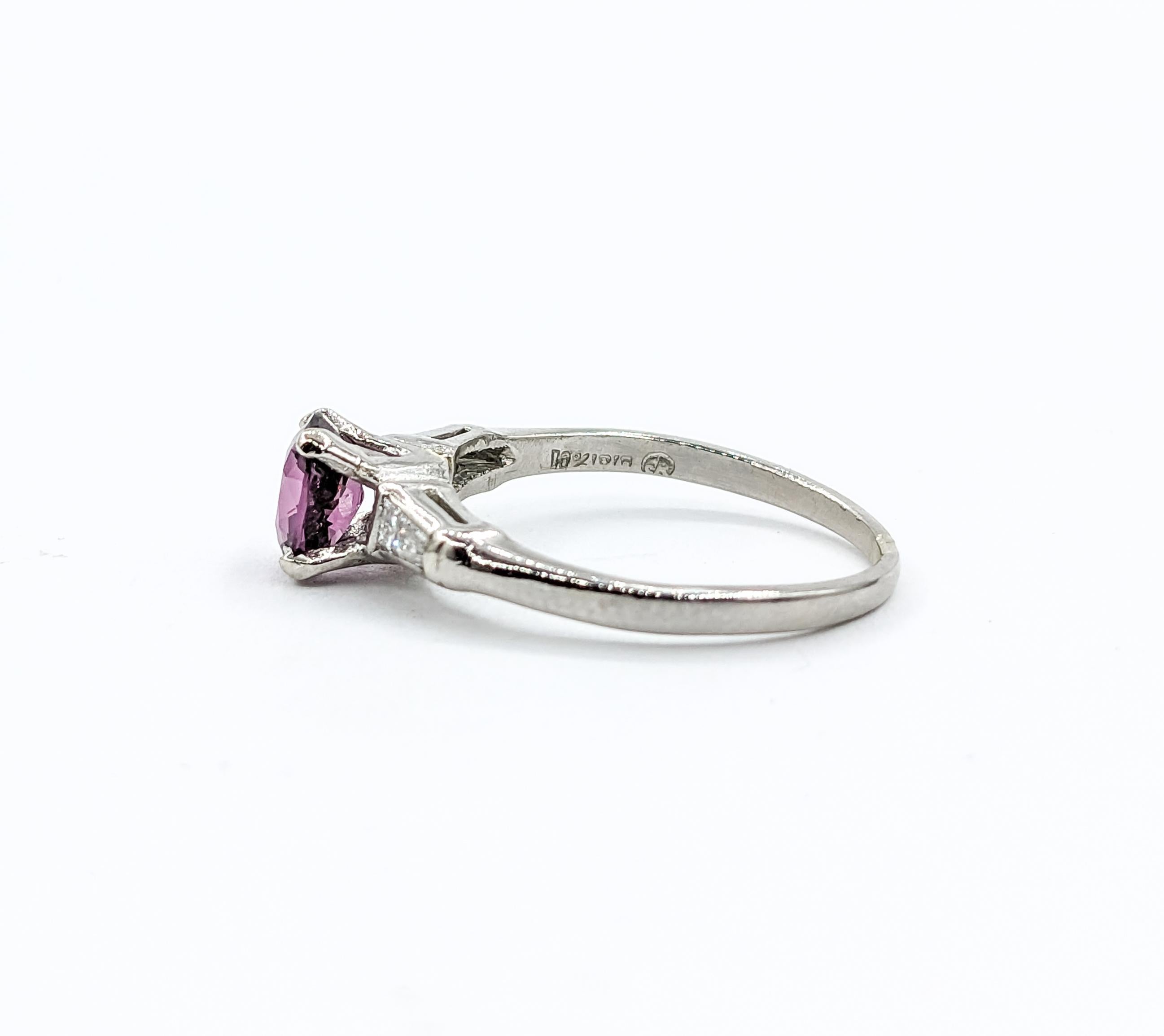 1.05ct Violet Spinel & Diamond Ring In White Gold For Sale 3