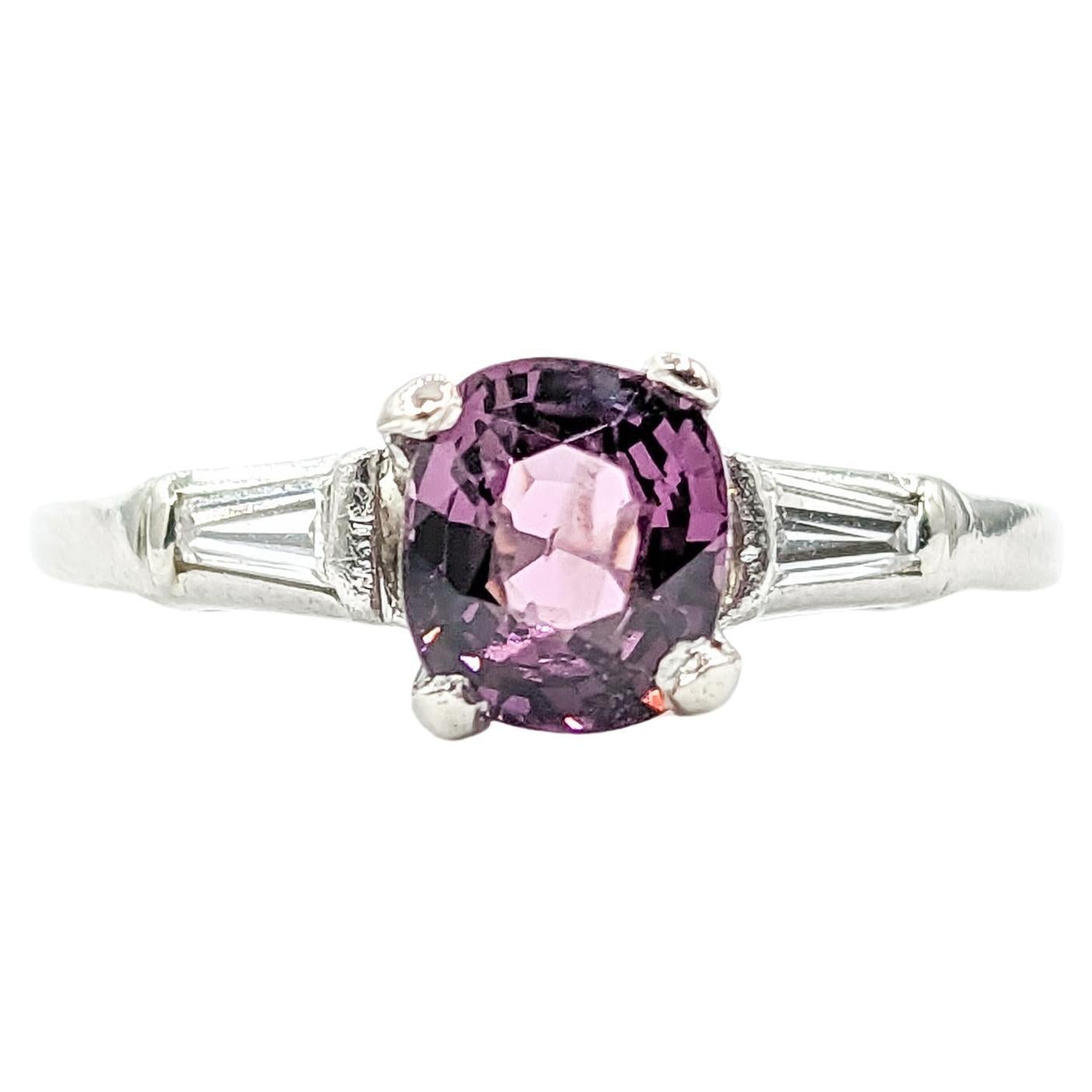 1.05ct Violet Spinel & Diamond Ring In White Gold For Sale