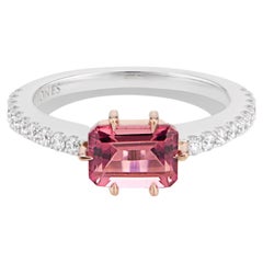 1.05ct White 
Rose Gold Pink Tourmaline 
Diamond Alternative Engagement Ring
