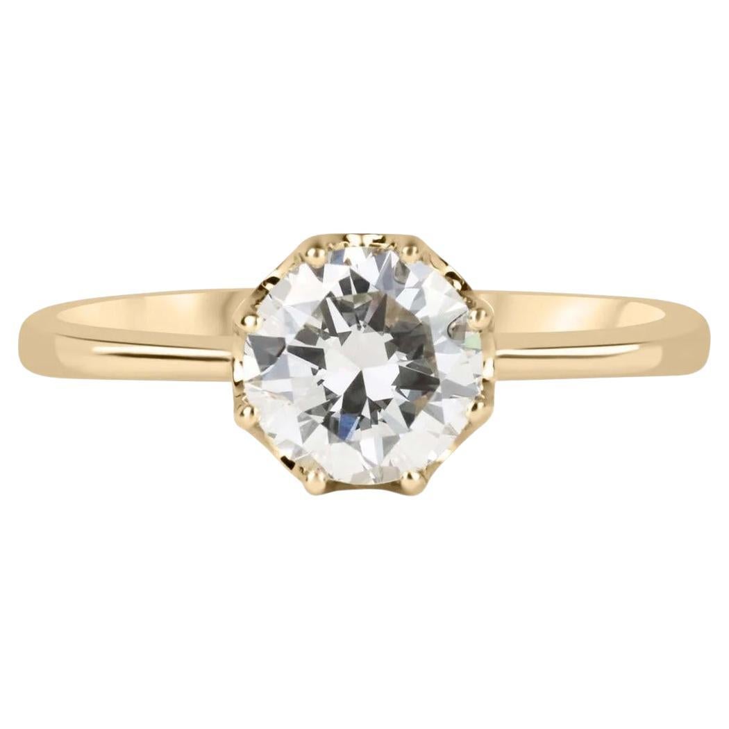 1.05cts 14K Swiss Cut Diamond Solitaire 8 Prong Gold Engagement Ring For Sale