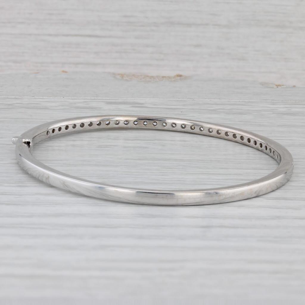 Round Cut 1.05ctw Diamond Bangle Bracelet 18k White Gold 6.5
