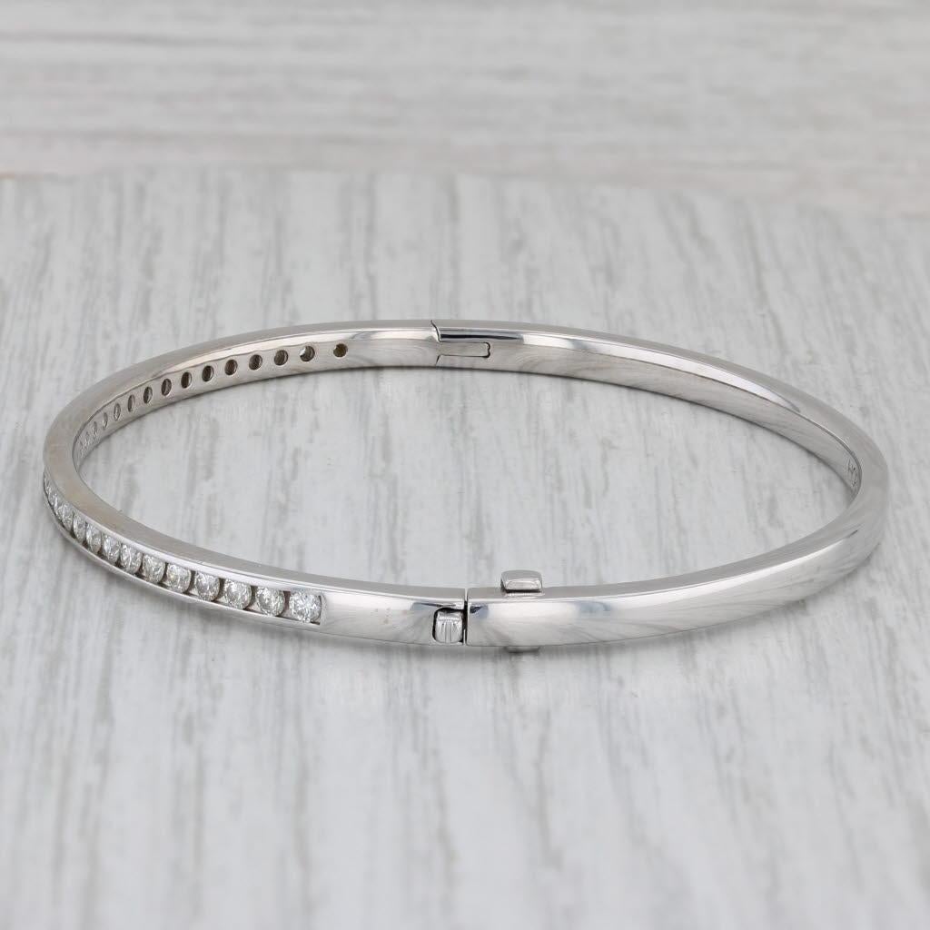 Women's 1.05ctw Diamond Bangle Bracelet 18k White Gold 6.5