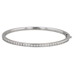 1.05ctw Diamond Bangle Bracelet 18k White Gold 6.5" Hinged Hearts on Fire