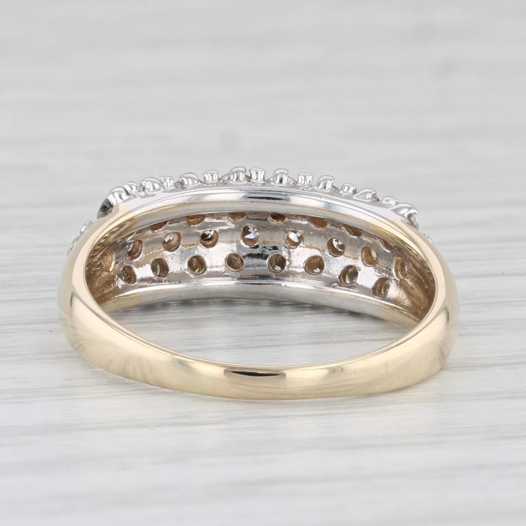 1.05ctw Anillo Racimo de Diamantes Oro Amarillo 14k Tamaño 7.75 Anillo de Aniversario Corte redondo en venta