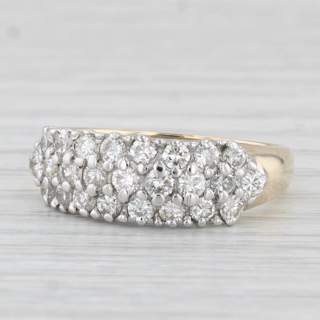 1.05ctw Anillo Racimo de Diamantes Oro Amarillo 14k Tamaño 7.75 Anillo de Aniversario en Bueno estado para la venta en McLeansville, NC