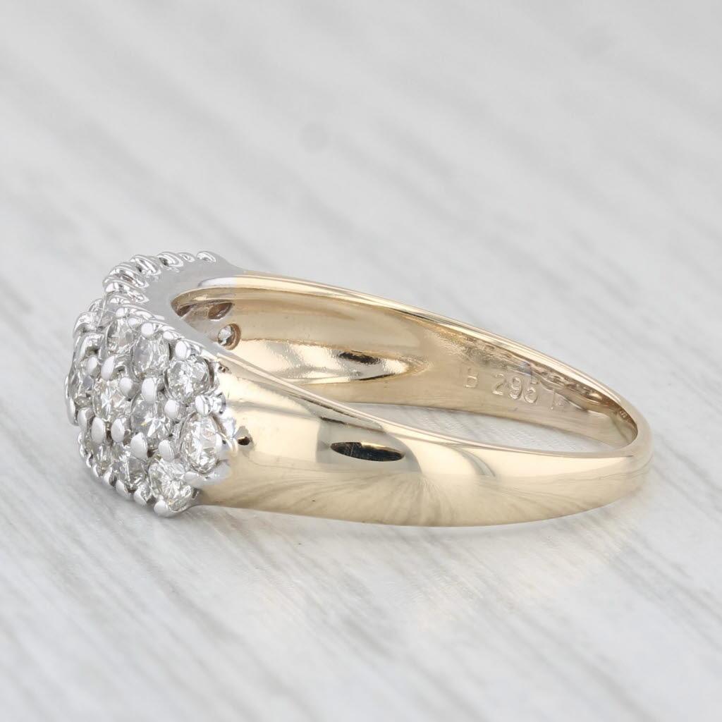 De las mujeres 1.05ctw Anillo Racimo de Diamantes Oro Amarillo 14k Tamaño 7.75 Anillo de Aniversario en venta
