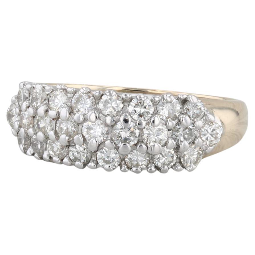 Anello con cluster di diamanti da 1,05 ct. in oro giallo 14k, misura 7,75, fascia per anniversario