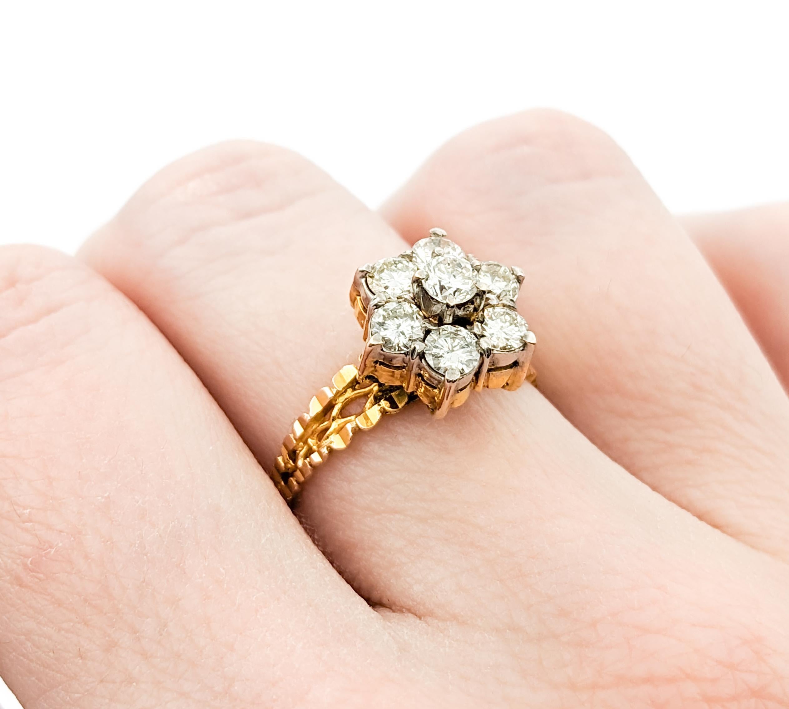 Modern 1.05ctw Diamond Ring In 22kt Yellow Gold For Sale