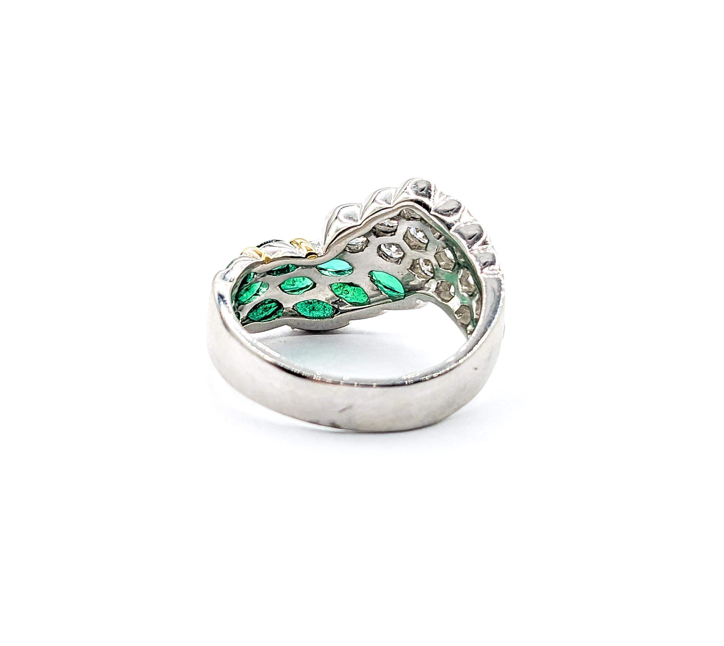 1.05ctw Emerald & 0.89ctw Diamond Ring In white Gold 4
