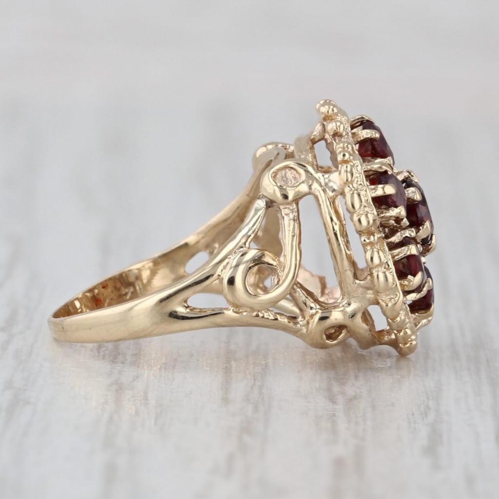 1.05ctw Garnet Flower Cluster Ring 14k Yellow Gold Size 4 Cocktail Unisexe en vente