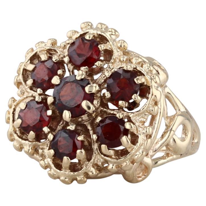 1.05ctw Garnet Flower Cluster Ring 14k Yellow Gold Size 4 Cocktail