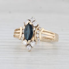 1.05ctw Marquise Blue Sapphire Diamond Ring 14k Yellow Gold Size 5.5