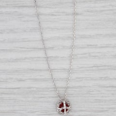 1.05ctw Ruby Diamond Halo Pendant Necklace 14k White Gold Adjustable Cable Chain