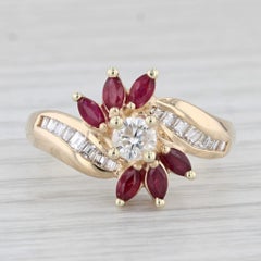 1.05ctw Ruby Diamond Ring 14k Yellow Gold Size 7.75 Bypass