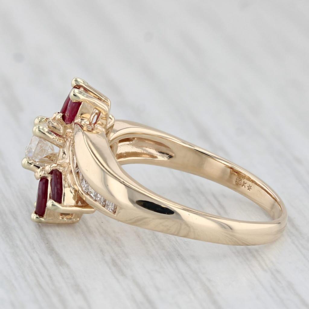1.05ctw Rubí Diamante Anillo 14k Oro Amarillo Tamaño 7.75 Bypass 1