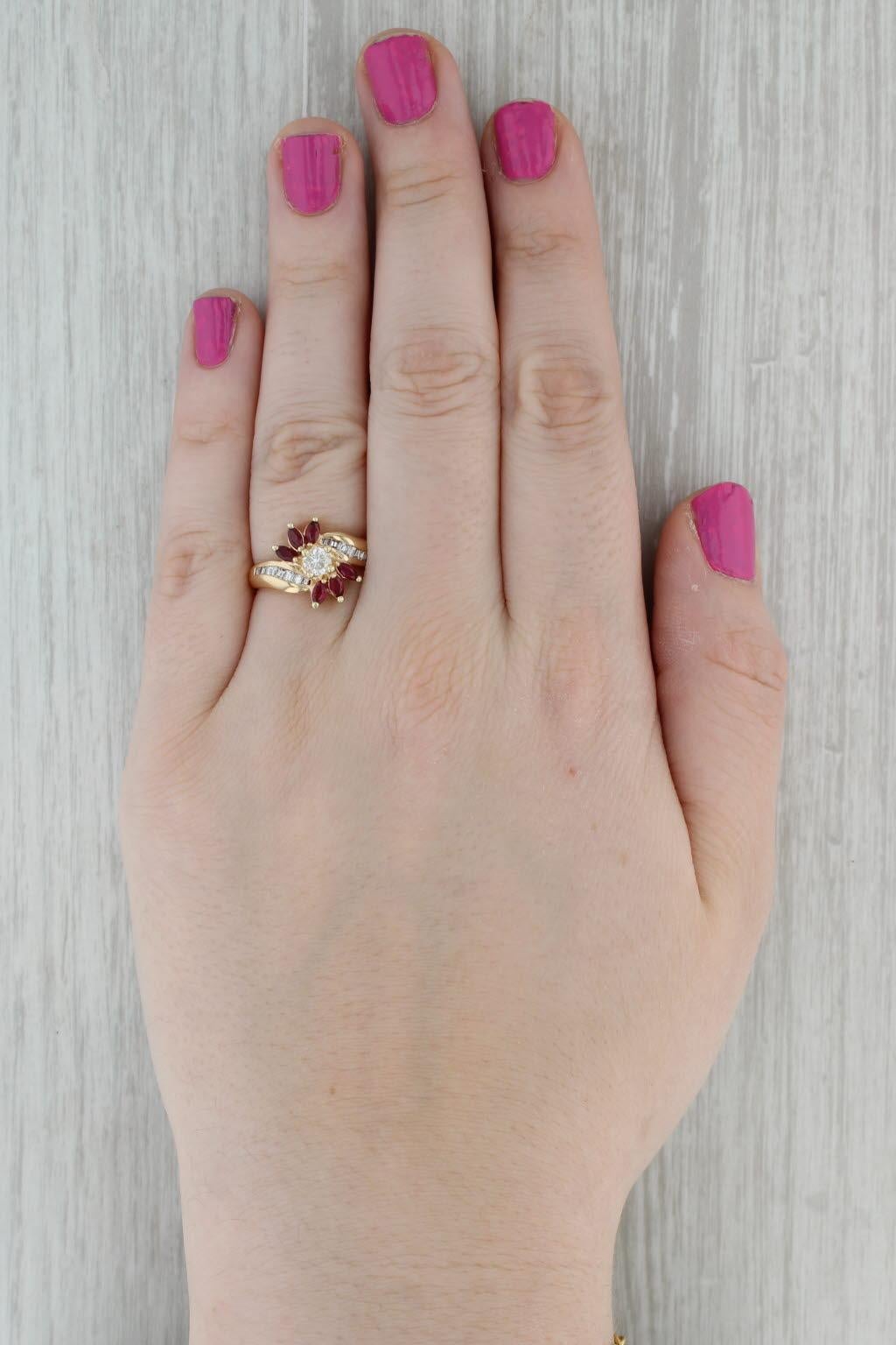 1.05ctw Rubí Diamante Anillo 14k Oro Amarillo Tamaño 7.75 Bypass 2