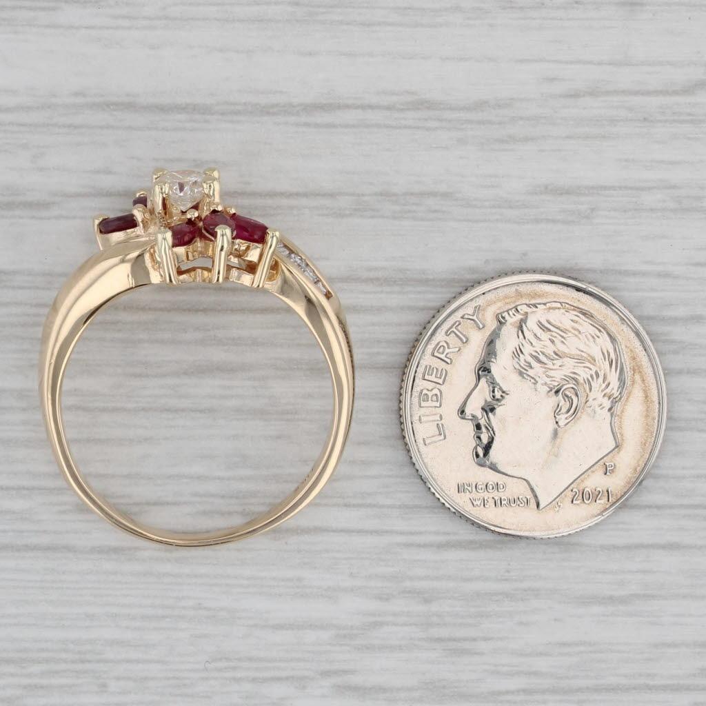 1.05ctw Rubí Diamante Anillo 14k Oro Amarillo Tamaño 7.75 Bypass 3